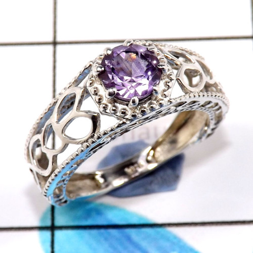 Amethyst Cut G - WHS992-Glamorous Trendy Look Amethyst Cut Rings 925 Sterling Sil