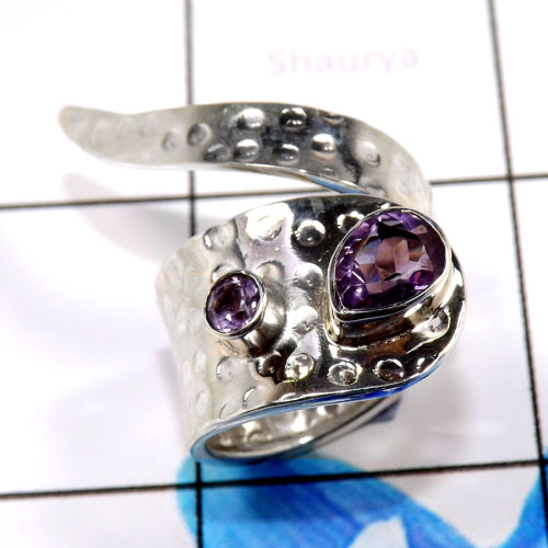 Amethyst Cut H - WHS992-Glamorous Trendy Look Amethyst Cut Rings 925 Sterling Sil