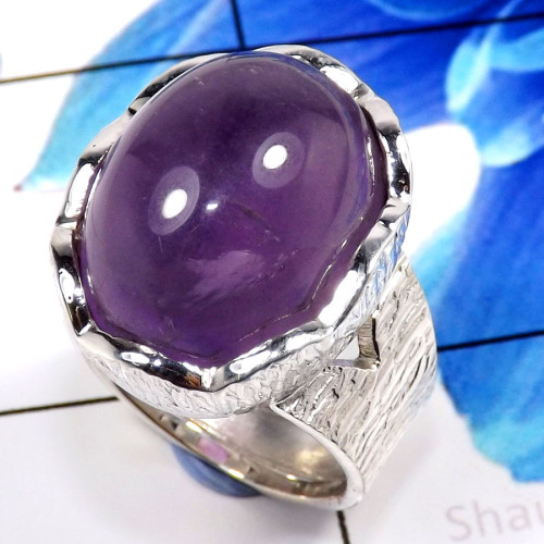 Amethyst Cab B - SHS993-Glorious Amethyst Cab Company Wholesale Rings 925 Sterlin