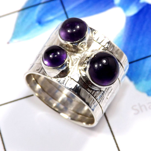 Amethyst Cab C - SHS993-Glorious Amethyst Cab Company Wholesale Rings 925 Sterlin
