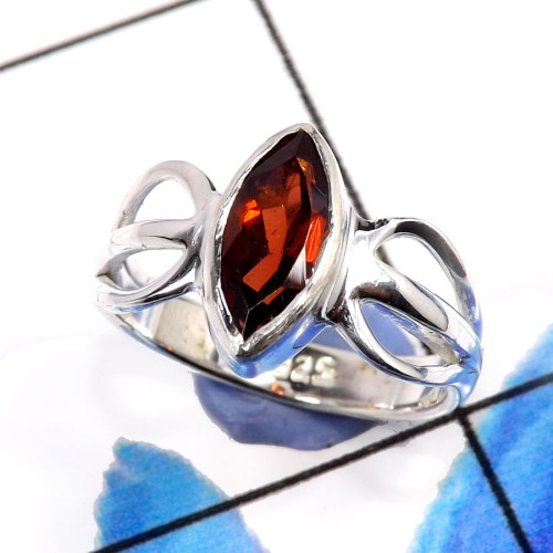 Garnet Cut D - RBS894-Delicate 925 Sterling Silver Designer Wholesale Rings