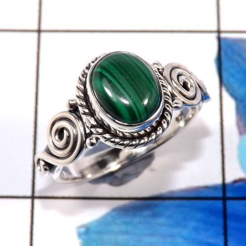 Malachite O - CMJ892-Marvellous Indian Company Handmade Womens Rings 925 Sterl