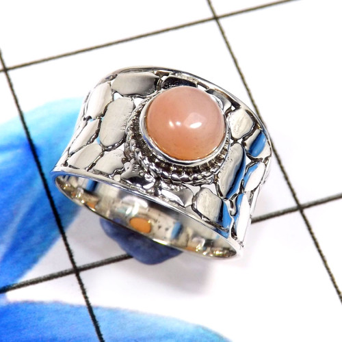 Pink Opal A - SCR844-Dazzling Christmas Special Designer Casting Rings 925 Ste
