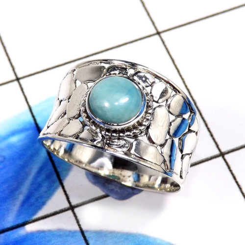 Larimar Cab B - SCR844-Dazzling Christmas Special Designer Casting Rings 925 Ste