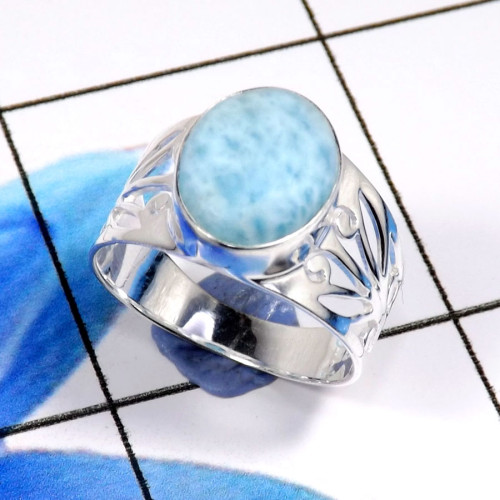 Larimar Cab D - SCR844-Dazzling Christmas Special Designer Casting Rings 925 Ste Larimar Cab D - SCR844-Dazzling Christmas Special Designer Casting Rings 925 Ste
