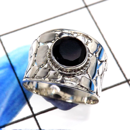 Black Onyx Cut G - SCR844-Dazzling Christmas Special Designer Casting Rings 925 Ste