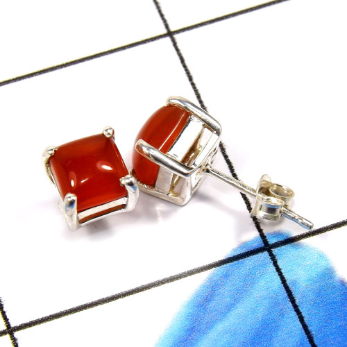 Carnelian Cab A - CMJ882-Christmas Offer Fabulous Factory Handmade Studs Earrings 