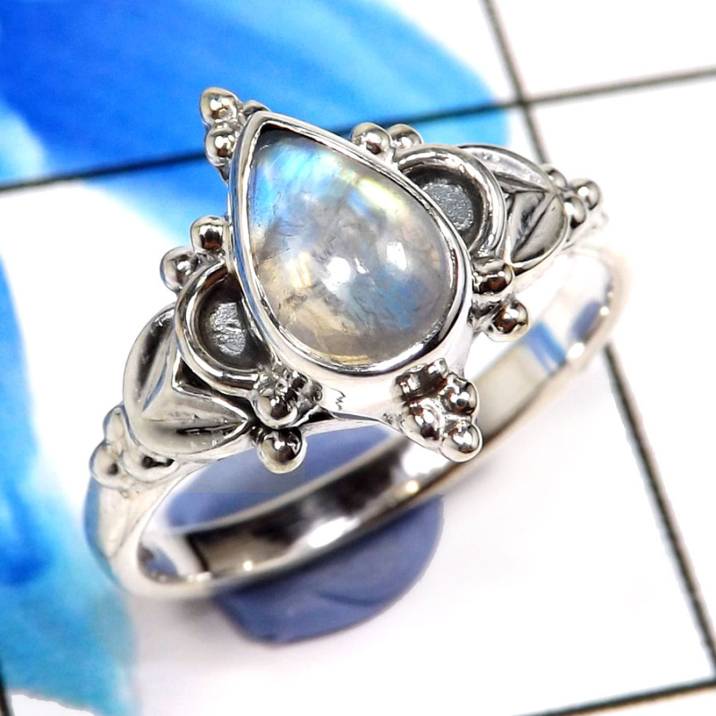 Rainbow Moonstone A - RBS883-925 Sterling Silver Indian Company Made Rainbow Moonstone Rainbow Moonstone A - RBS883-925 Sterling Silver Indian Company Made Rainbow Moonstone