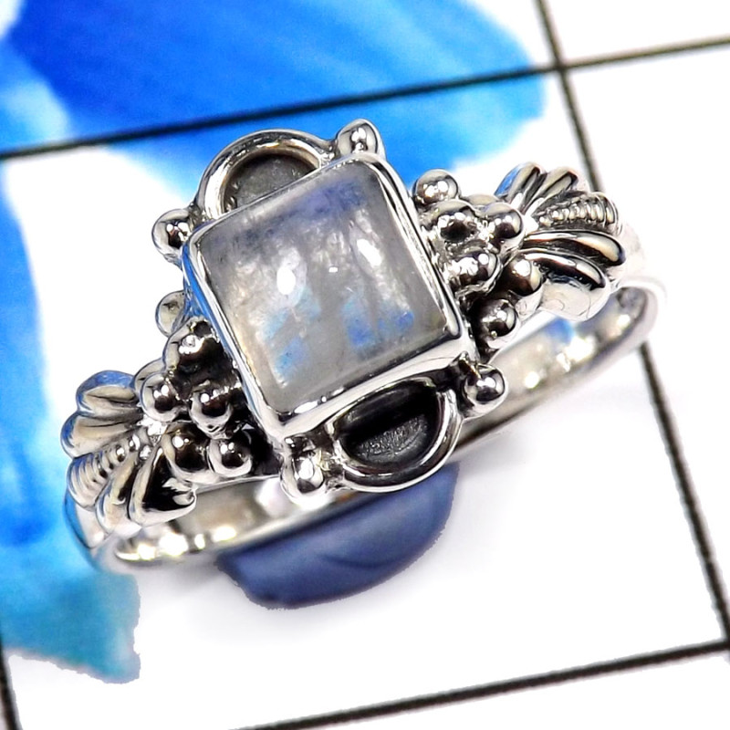 Rainbow Moonstone B - RBS883-925 Sterling Silver Indian Company Made Rainbow Moonstone Rainbow Moonstone B - RBS883-925 Sterling Silver Indian Company Made Rainbow Moonstone