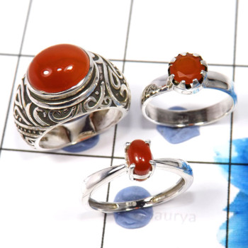 Carnelian G - WHS982-Stunning 3 Pcs Designer Rings For Christmas Special 925 S Carnelian G - WHS982-Stunning 3 Pcs Designer Rings For Christmas Special 925 S