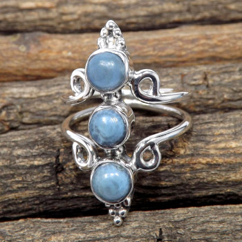 Blue Opal H - RSS878-925 Sterling Silver Three Stone Designer Wholesale Rings Blue Opal H - RSS878-925 Sterling Silver Three Stone Designer Wholesale Rings