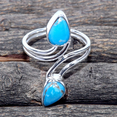 Blue Copper Turquoise F - RSS876-Charming New Design Wholesale Elegant Rings 925 Sterling