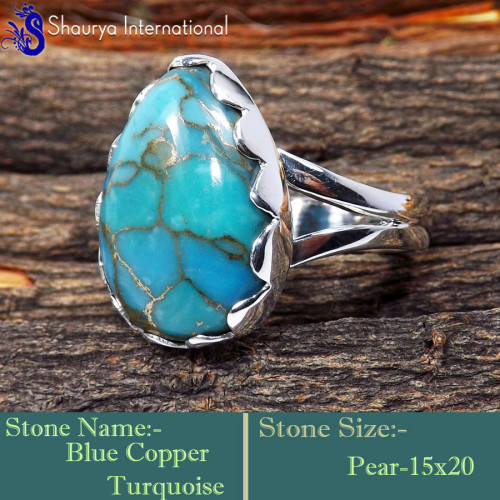 Blue Copper Turquoise B - RSS870-Indian Wholesale Company Designer Elegant Rings 925 Sterl