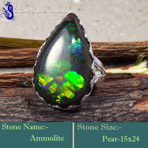 Ammolite Cab D - RSS870-Indian Wholesale Company Designer Elegant Rings 925 Sterl