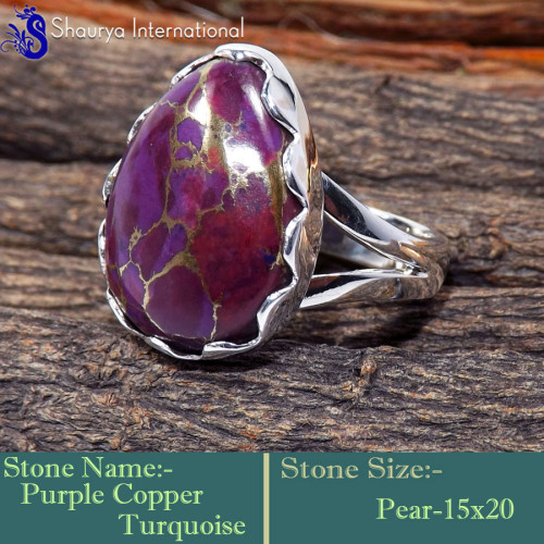 Purple Copper Turquoise Cab E - RSS870-Indian Wholesale Company Designer Elegant Rings 925 Sterl