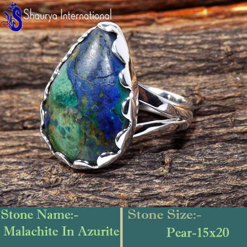 Malachite in Azurite  O - RSS870-Indian Wholesale Company Designer Elegant Rings 925 Sterl