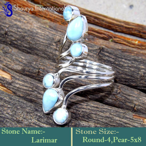 Larimar Cab A - RSS869-Amazing New Design Party Look Handmade Rings 925 Sterling Larimar Cab A - RSS869-Amazing New Design Party Look Handmade Rings 925 Sterling