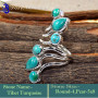 Tibet Turquoise F - RSS869-Amazing New Design Party Look Handmade Rings 925 Sterling