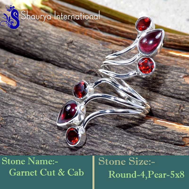 Garnet Cab & Cut G - RSS869-Amazing New Design Party Look Handmade Rings 925 Sterling Garnet Cab & Cut G - RSS869-Amazing New Design Party Look Handmade Rings 925 Sterling