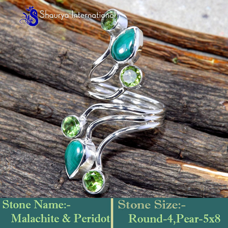 Malachite & Peridot I - RSS869-Amazing New Design Party Look Handmade Rings 925 Sterling Malachite & Peridot I - RSS869-Amazing New Design Party Look Handmade Rings 925 Sterling