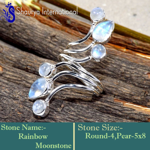 Rainbow Moonstone K - RSS869-Amazing New Design Party Look Handmade Rings 925 Sterling Rainbow Moonstone K - RSS869-Amazing New Design Party Look Handmade Rings 925 Sterling