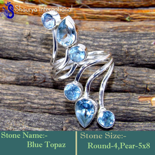 Blue Topaz M - RSS869-Amazing New Design Party Look Handmade Rings 925 Sterling Blue Topaz M - RSS869-Amazing New Design Party Look Handmade Rings 925 Sterling