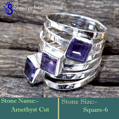 Amethyst Cut G - RSS868-Charming Trendy Designs Handmade Exclusive Rings 925 Ster