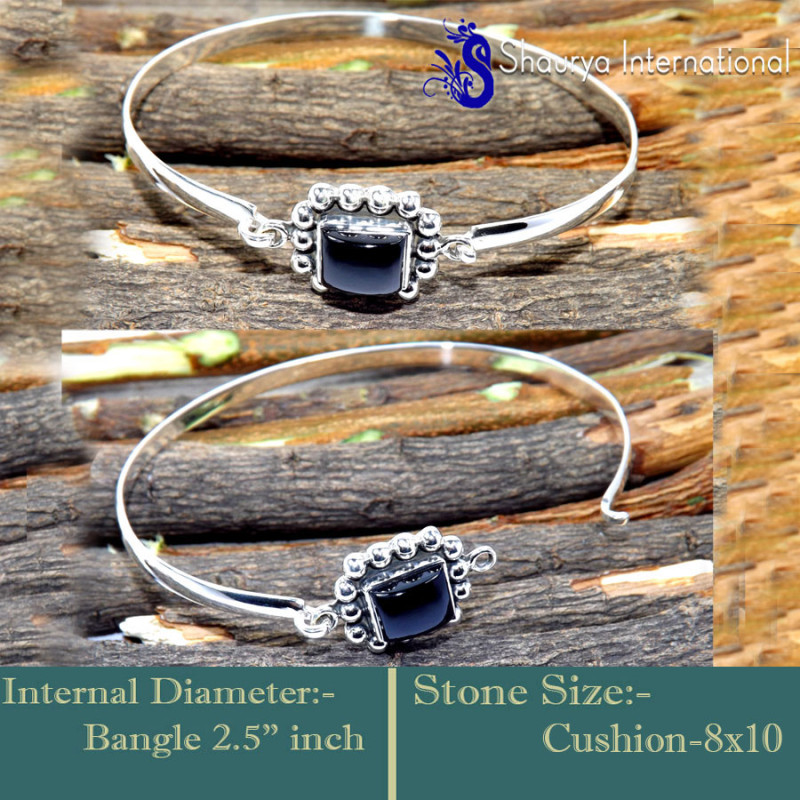 Black Onyx A - SNB997-Openable Fabulous Wholesale Handmade Designer Bangles 925 Black Onyx A - SNB997-Openable Fabulous Wholesale Handmade Designer Bangles 925