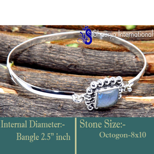 Labradorite Cab D - SNB997-Openable Fabulous Wholesale Handmade Designer Bangles 925 Labradorite Cab D - SNB997-Openable Fabulous Wholesale Handmade Designer Bangles 925