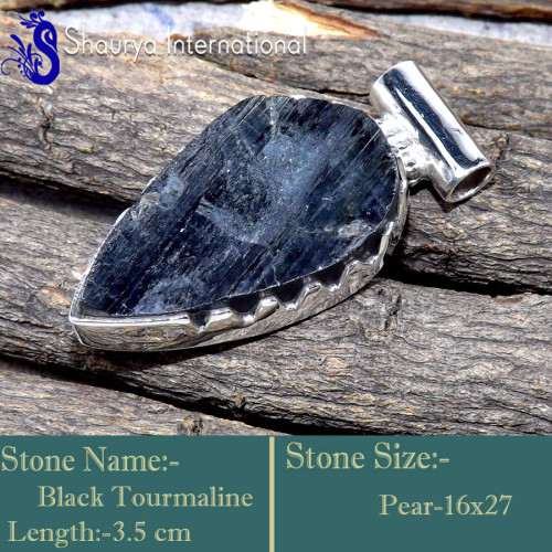 Black Tourmaline F - SSP875-Marvellous Wholesale Handmade Designer Pendants 925 Sterl