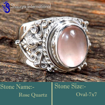 Rose Quartz H - RSS867-Fabulous Party Look Designer Elegant Rings 925 Sterling S Rose Quartz H - RSS867-Fabulous Party Look Designer Elegant Rings 925 Sterling S