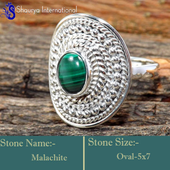 Malachite G - RSS862-Glamorous Cabochon Gemstone Exclusive Rings 925 Sterling Malachite G - RSS862-Glamorous Cabochon Gemstone Exclusive Rings 925 Sterling