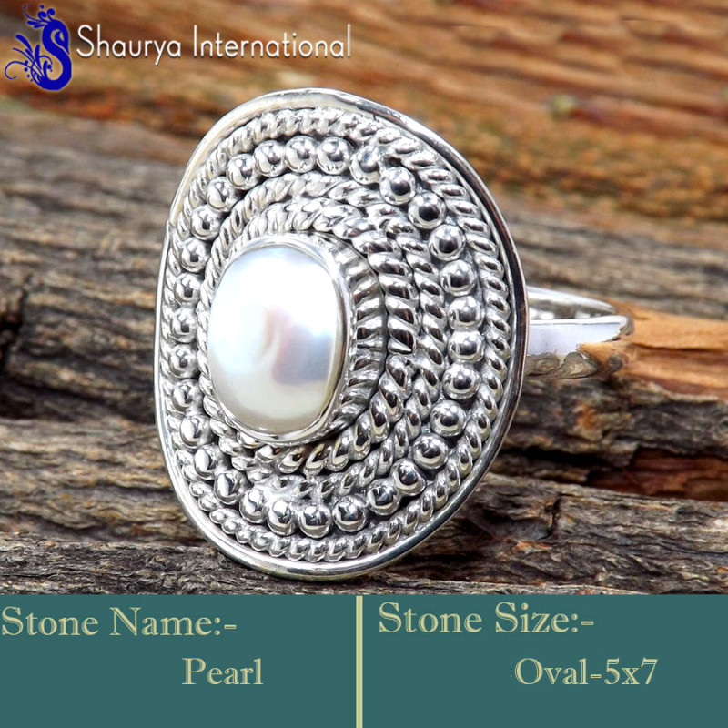 Pearl J - RSS862-Glamorous Cabochon Gemstone Exclusive Rings 925 Sterling Pearl J - RSS862-Glamorous Cabochon Gemstone Exclusive Rings 925 Sterling