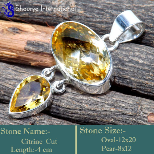 Citrine Cut B - SSP869-Stunning Preety Designs In Handmade Pendants 925 Sterling