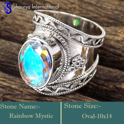 Rainbow Mystic C - RSS859-Trendy Look Colourful Designer Exclusive Rings 925 Sterli