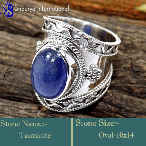 Tanzanite E - RSS859-Trendy Look Colourful Designer Exclusive Rings 925 Sterli