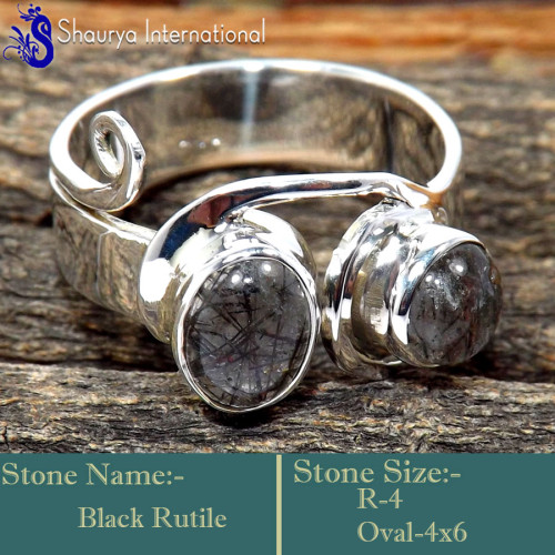 Black Rutile G - RSS858-925 Sterling Silver Company Wholesale Designer Rings Whol Black Rutile G - RSS858-925 Sterling Silver Company Wholesale Designer Rings Whol