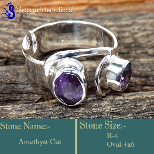 Amethyst Cut A - RSS857-Stunning Party Wear Factory Made Designer Rings 925 Sterl