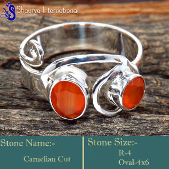 Carnelian Cut O - RSS857-Stunning Party Wear Factory Made Designer Rings 925 Sterl Carnelian Cut O - RSS857-Stunning Party Wear Factory Made Designer Rings 925 Sterl