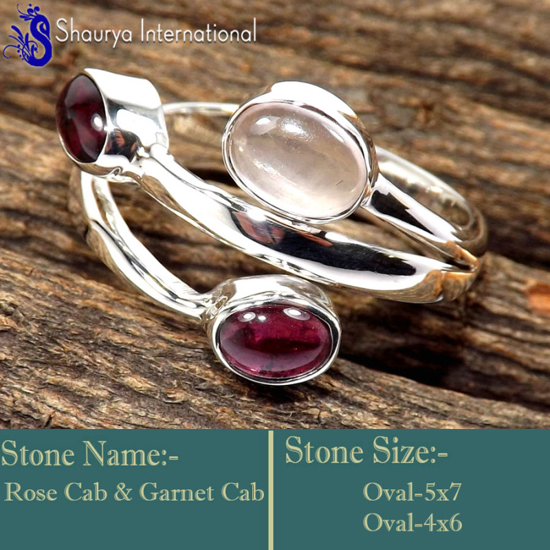Garnet Cab & Rose Cab C - RSS854-925 Sterling Silver Gorgeous Handmade Wholesale Rings Com Garnet Cab & Rose Cab C - RSS854-925 Sterling Silver Gorgeous Handmade Wholesale Rings Com