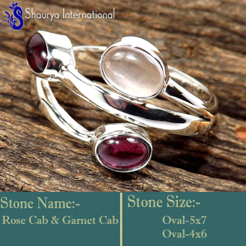 Garnet Cab & Rose Cab C - RSS854-925 Sterling Silver Gorgeous Handmade Wholesale Rings Com