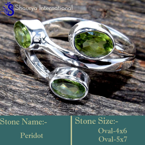 Peridot A - RSS853-Fabulous Cut Gemstone Design Handmade Rings 925 Sterling
