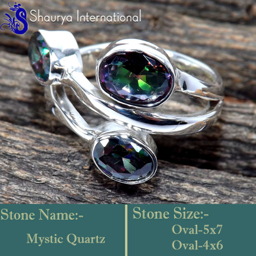 Mystic Quartz E - RSS853-Fabulous Cut Gemstone Design Handmade Rings 925 Sterling