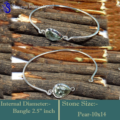 Green Amethyst Cut B - SNB994-Marvellous Latest Style Handmade Designer Bangle 925 Ster Green Amethyst Cut B - SNB994-Marvellous Latest Style Handmade Designer Bangle 925 Ster