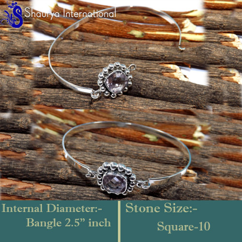 Amethyst Cut D - SNB994-Marvellous Latest Style Handmade Designer Bangle 925 Ster Amethyst Cut D - SNB994-Marvellous Latest Style Handmade Designer Bangle 925 Ster