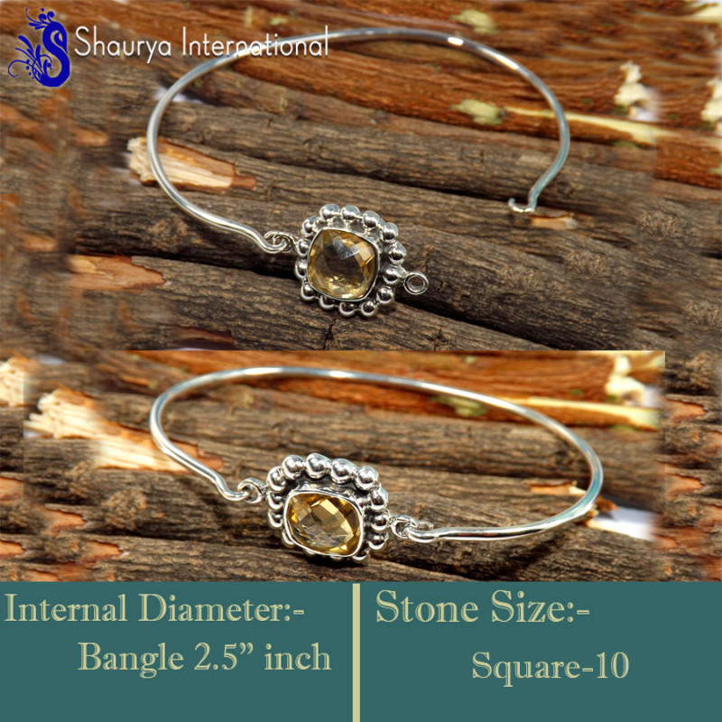 Citrine Cut O - SNB994-Marvellous Latest Style Handmade Designer Bangle 925 Ster