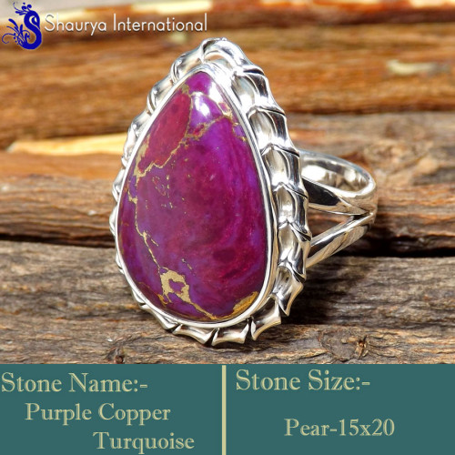 Purple Copper Turquoise B - RSS851-Glorious Cabochon Factory Wholesale Exclusive Rings 925 S