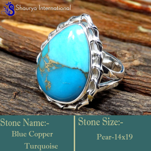 Blue Copper Turquoise D - RSS851-Glorious Cabochon Factory Wholesale Exclusive Rings 925 S