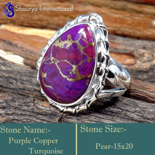 Purple Copper Turquoise O - RSS851-Glorious Cabochon Factory Wholesale Exclusive Rings 925 S
