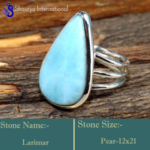 Larimar Cab E - RSS849-Glamorous Party Look Handmade Colourful Rings 925 Sterlin Larimar Cab E - RSS849-Glamorous Party Look Handmade Colourful Rings 925 Sterlin